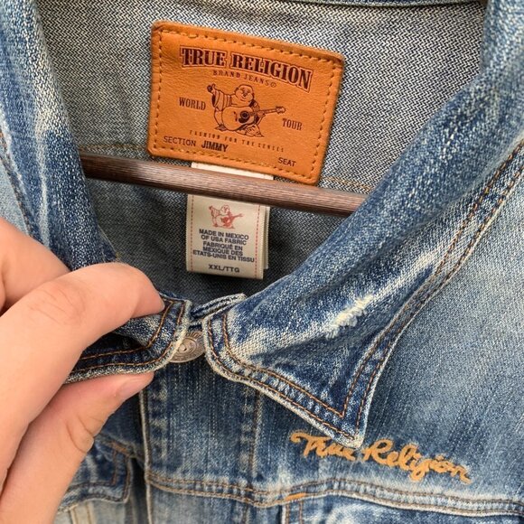 Vintage True Religion Jean Jacket XXL JIMMY Embroidered - Picture 4 of 6